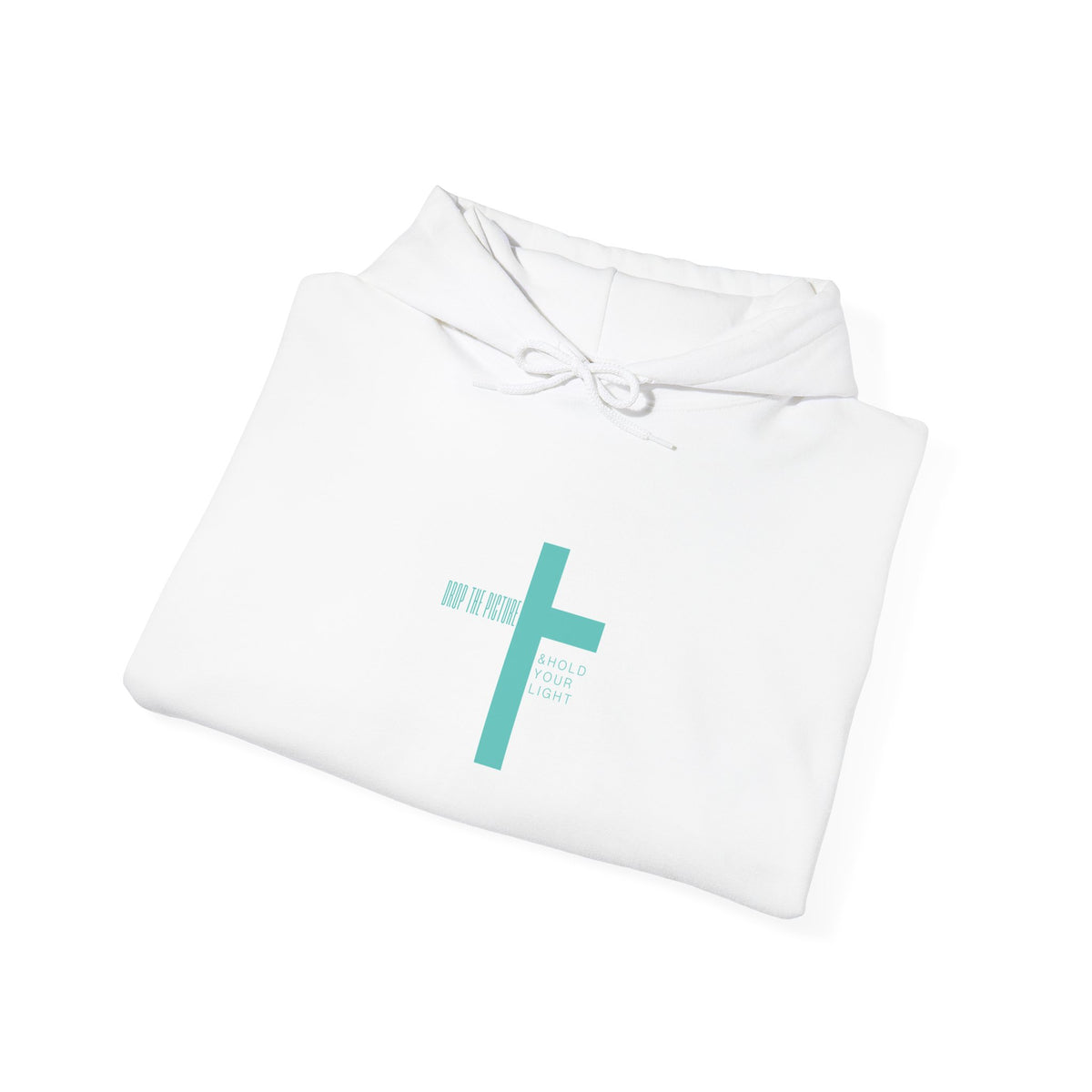 Faith Cross Hoodie - Minimal Teal Cross Christian Sweatshirt