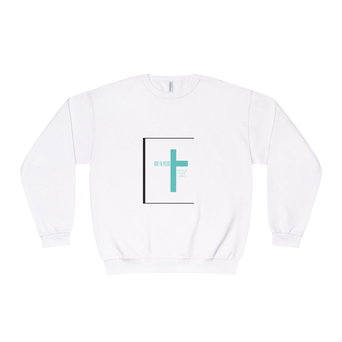 Crewneck Sweatshirt — "Hold Your Light" Minimal Black Square Graphic